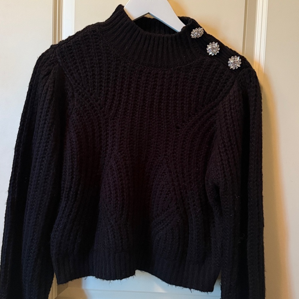 Sanctuary Black Knit Sweater with Embellished Detail